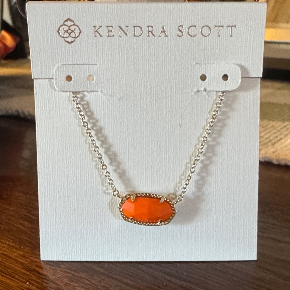 NWT Kendra Scott ELISA Gold Chain Necklace with Orange Stone